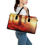 Sunshine Autumn Tree Print Leather Duffle Bag