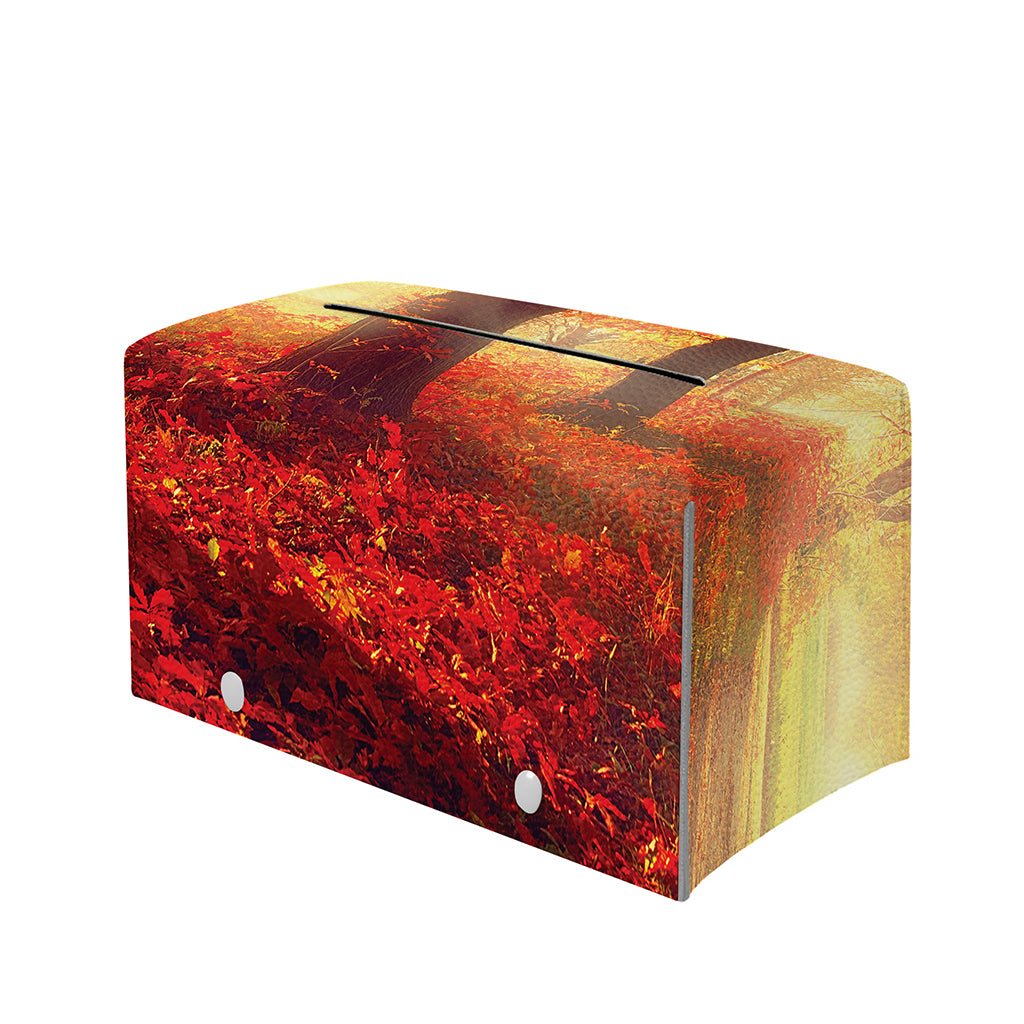 Sunshine Autumn Tree Print Leather Tissue Box Cover
