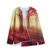 Sunshine Autumn Tree Print Long Sleeve Short Coat