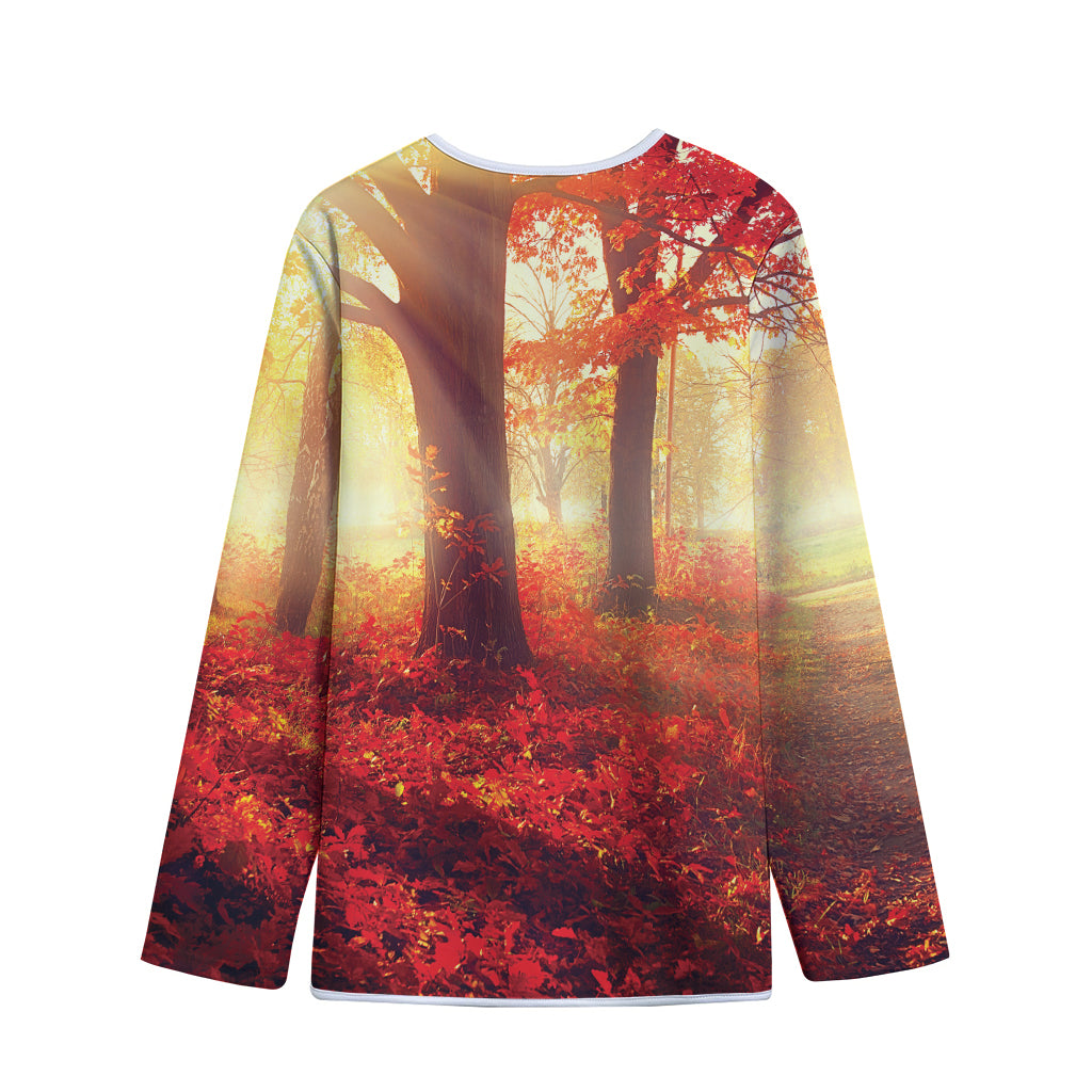 Sunshine Autumn Tree Print Long Sleeve Short Coat