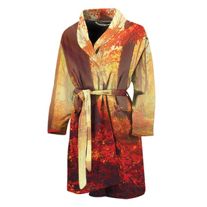 Sunshine Autumn Tree Print Men's Bathrobe