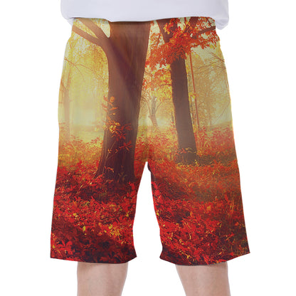 Sunshine Autumn Tree Print Men's Beach Shorts