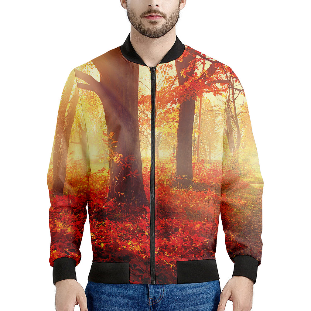 Sunshine Autumn Tree Print Men's Bomber Jacket