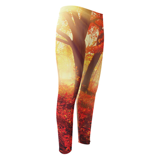Sunshine Autumn Tree Print Men's Compression Pants