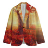 Sunshine Autumn Tree Print Men's Cotton Blazer