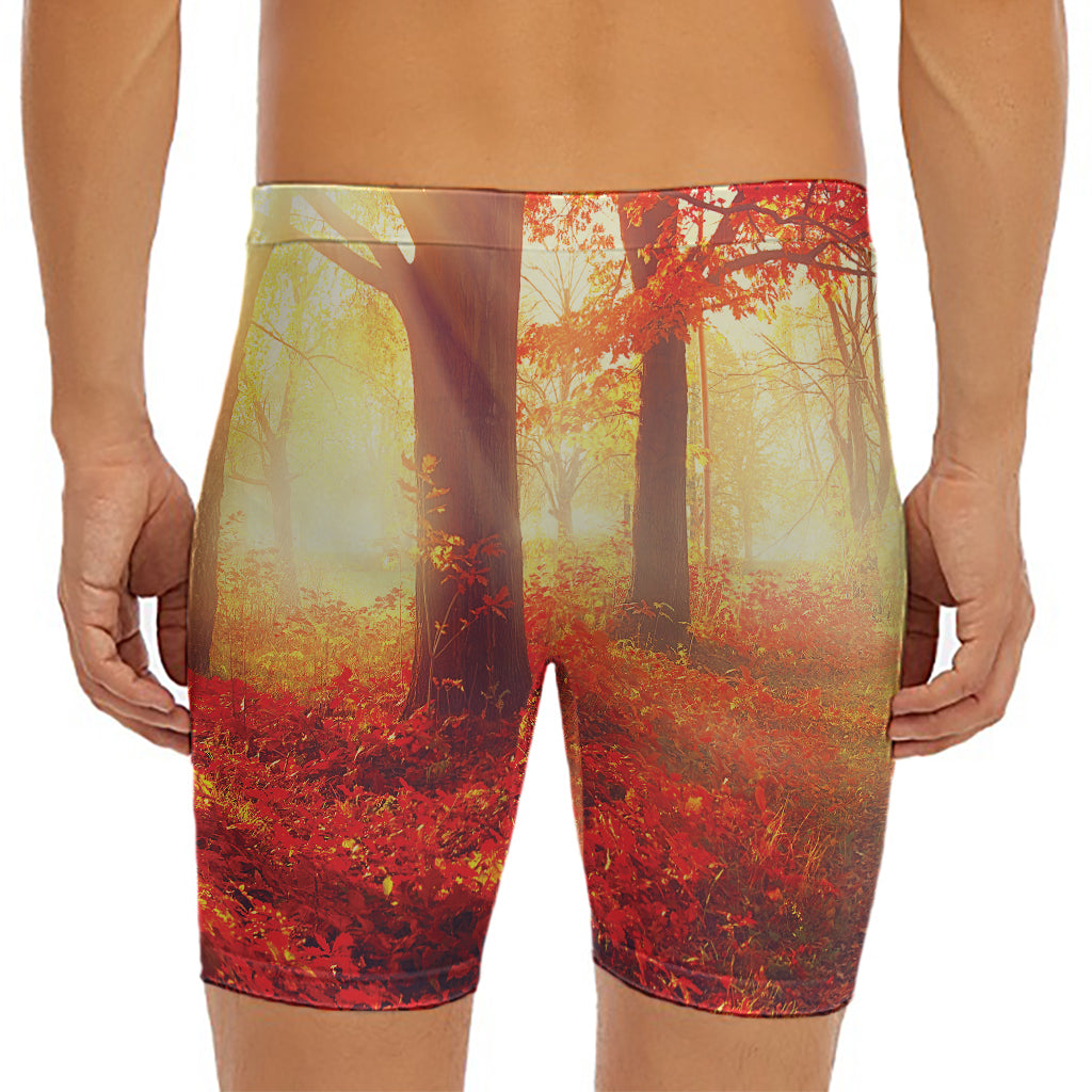 Sunshine Autumn Tree Print Men's Long Boxer Briefs