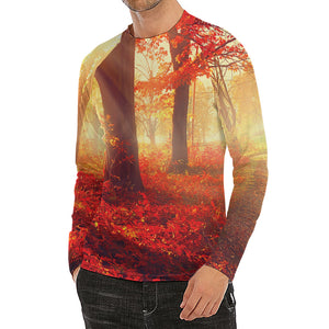 Sunshine Autumn Tree Print Men's Long Sleeve Rash Guard