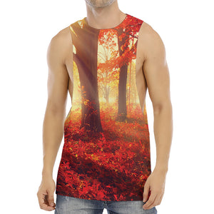 Sunshine Autumn Tree Print Men's Muscle Tank Top