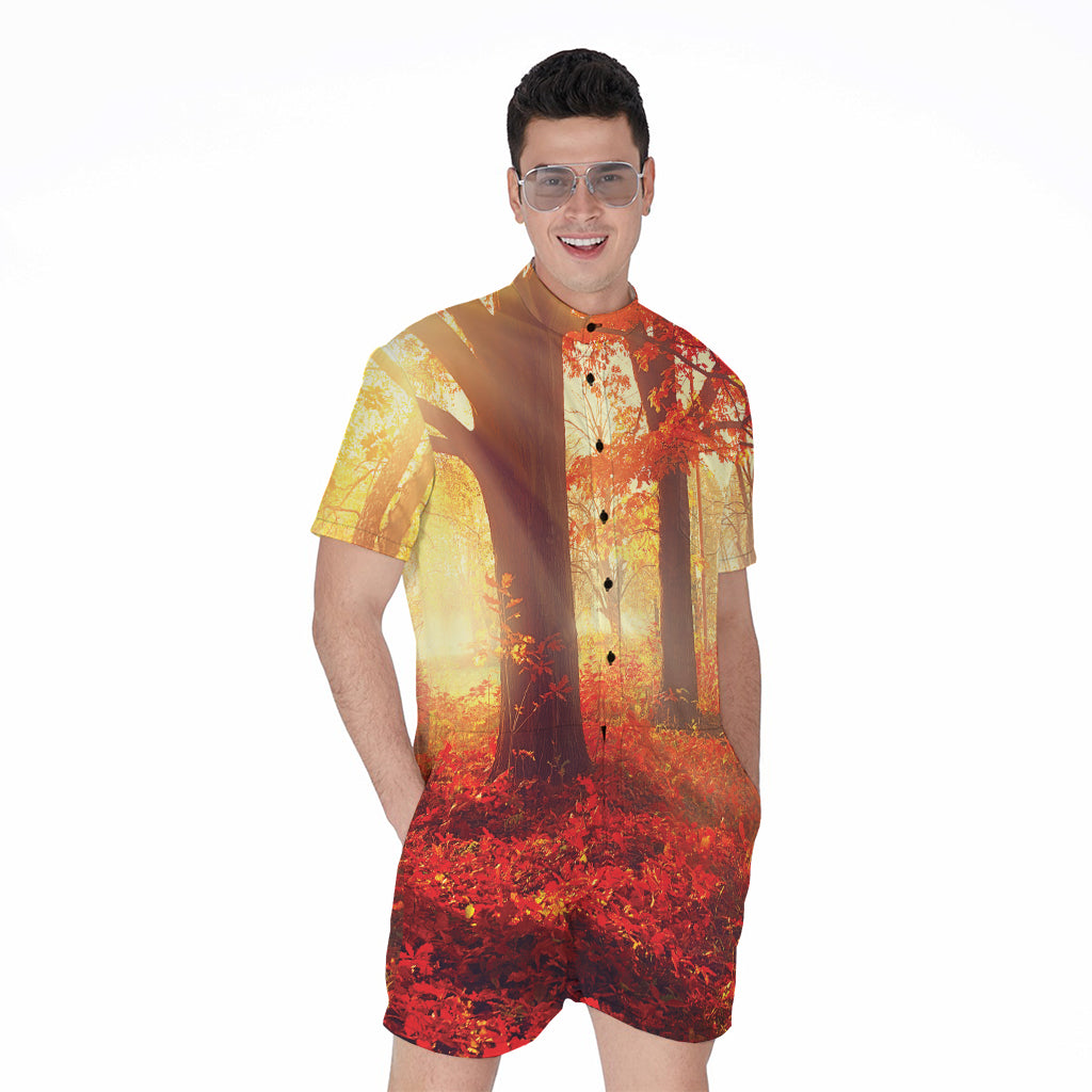 Sunshine Autumn Tree Print Men's Rompers