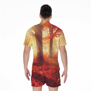 Sunshine Autumn Tree Print Men's Rompers