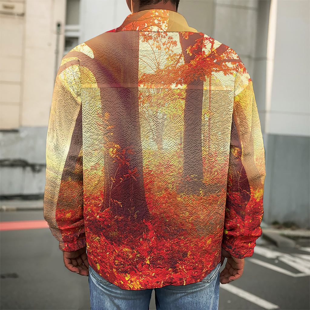 Sunshine Autumn Tree Print Men's Shirt Jacket