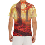 Sunshine Autumn Tree Print Men's Short Sleeve Rash Guard