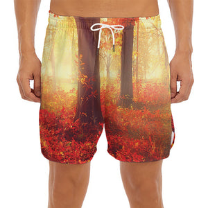 Sunshine Autumn Tree Print Men's Split Running Shorts