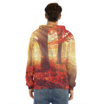 Sunshine Autumn Tree Print Men's Velvet Pullover Hoodie