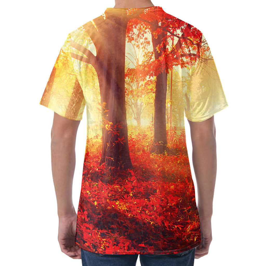 Sunshine Autumn Tree Print Men's Velvet T-Shirt