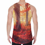 Sunshine Autumn Tree Print Men's Velvet Tank Top
