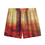 Sunshine Autumn Tree Print Mesh Shorts