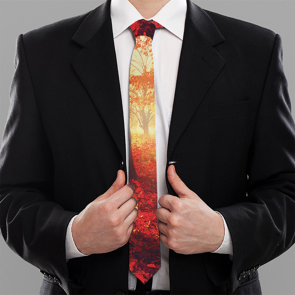 Sunshine Autumn Tree Print Necktie