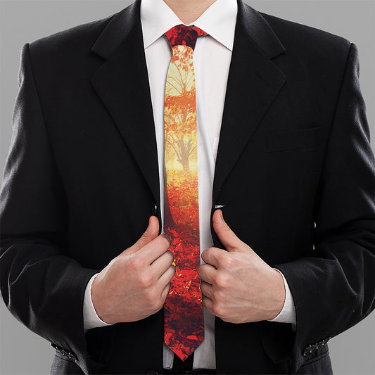 Sunshine Autumn Tree Print Necktie