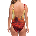 Sunshine Autumn Tree Print One Piece Swimsuit