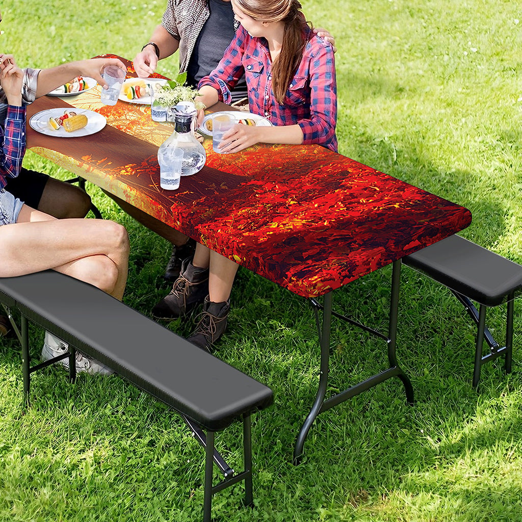 Sunshine Autumn Tree Print Picnic Table Cover