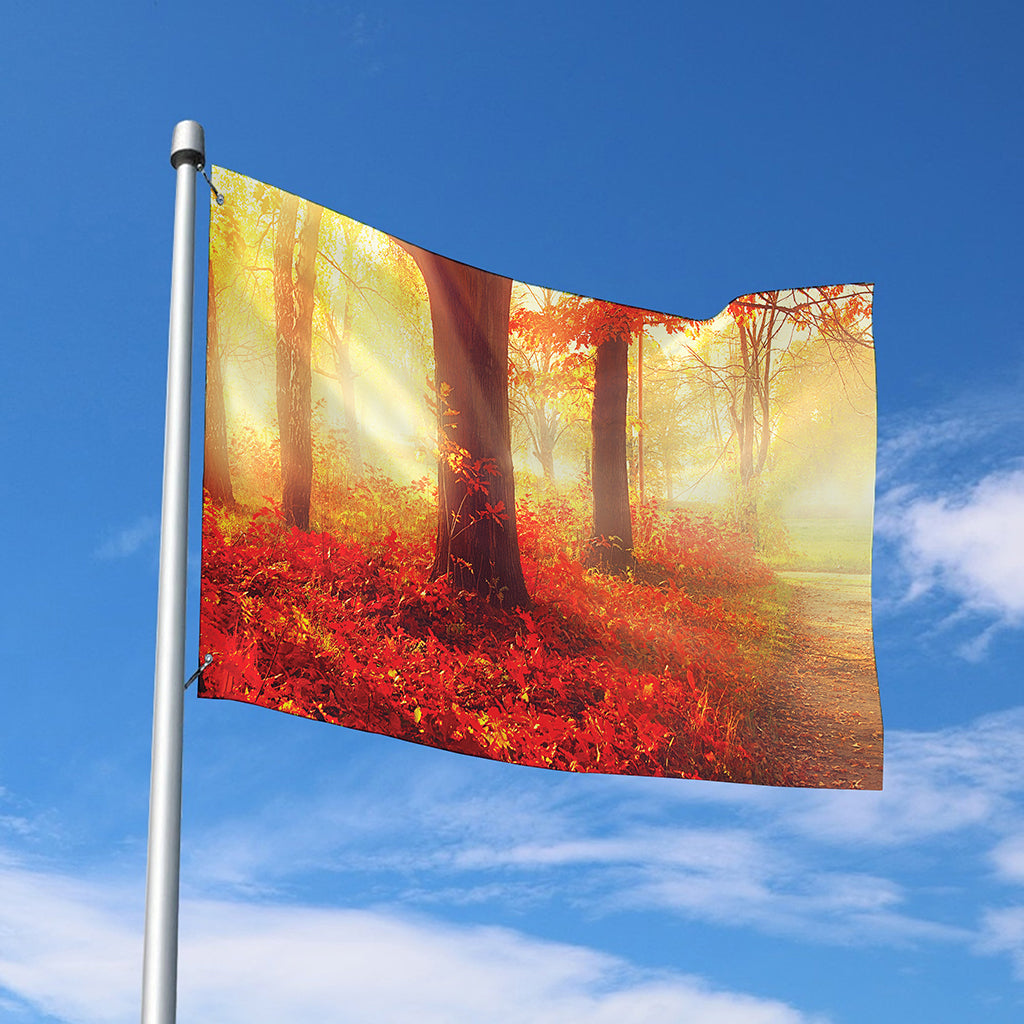 Sunshine Autumn Tree Print Polyester Flag