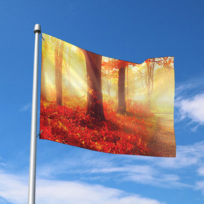 Sunshine Autumn Tree Print Polyester Flag