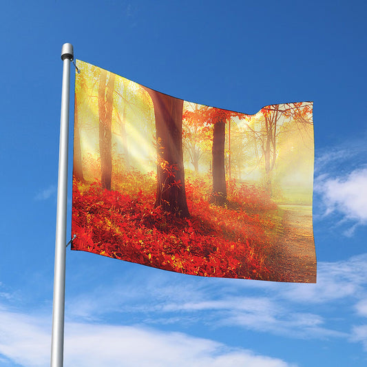 Sunshine Autumn Tree Print Polyester Flag