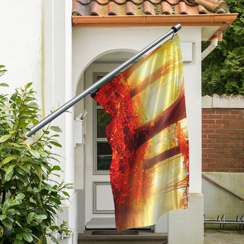 Sunshine Autumn Tree Print Polyester Flag