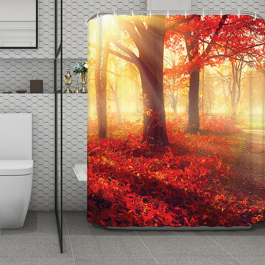 Sunshine Autumn Tree Print Polyester Shower Curtain
