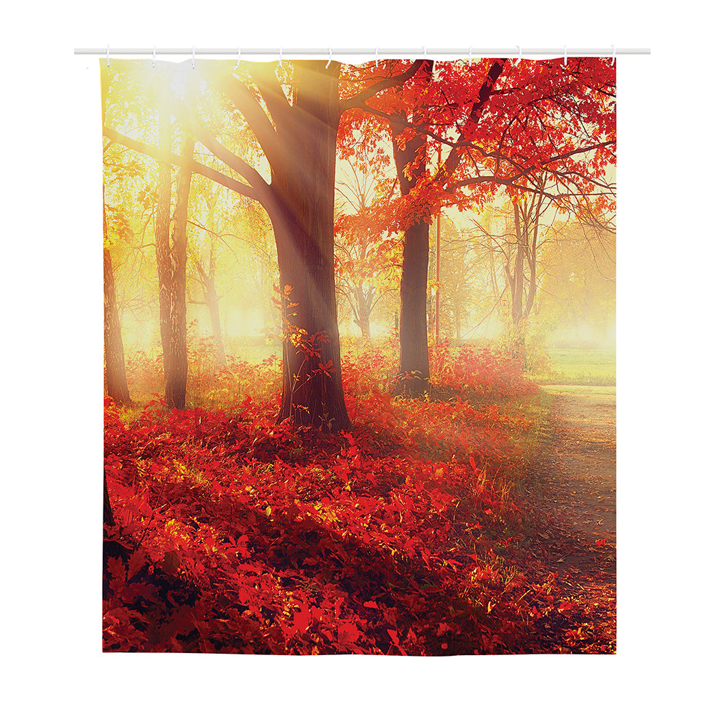 Sunshine Autumn Tree Print Polyester Shower Curtain