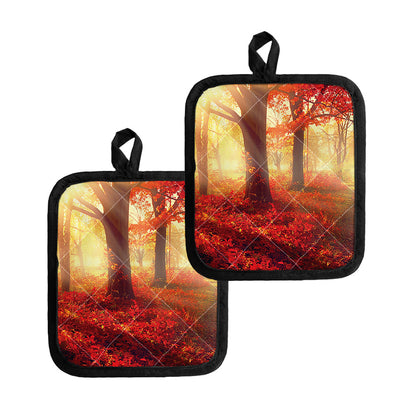 Sunshine Autumn Tree Print Pot Holders