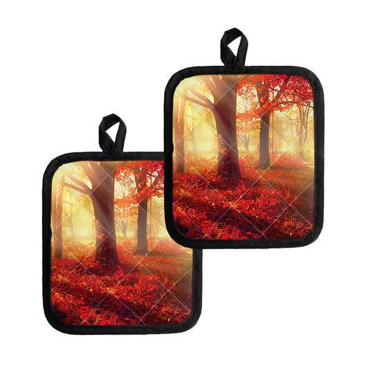 Sunshine Autumn Tree Print Pot Holders