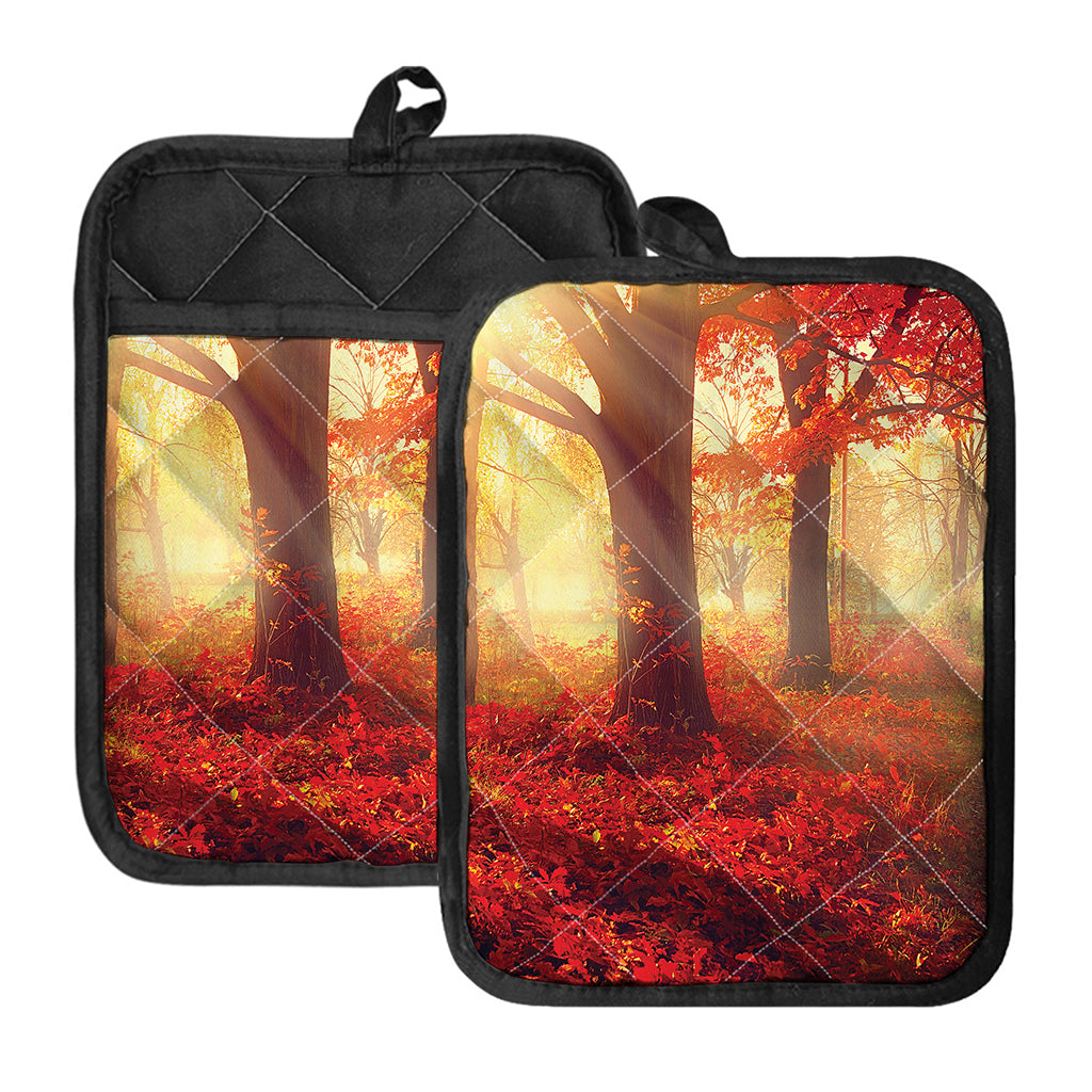 Sunshine Autumn Tree Print Pot Holders With Pocket