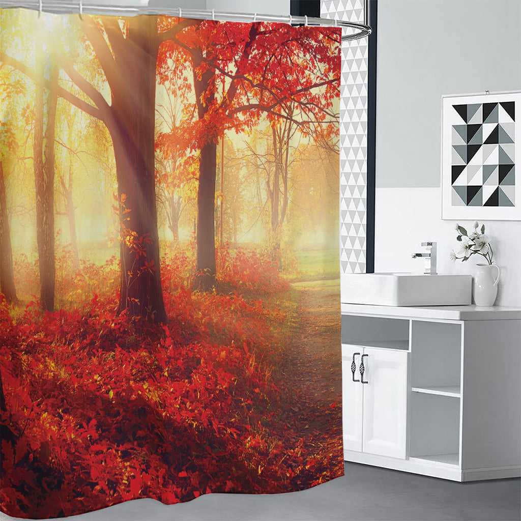 Sunshine Autumn Tree Print Premium Shower Curtain