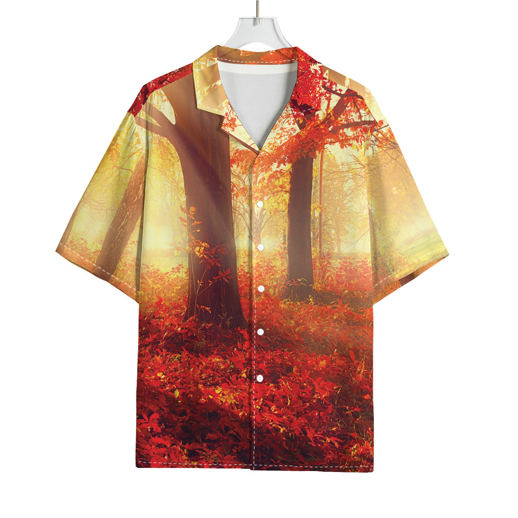 Sunshine Autumn Tree Print Rayon Hawaiian Shirt