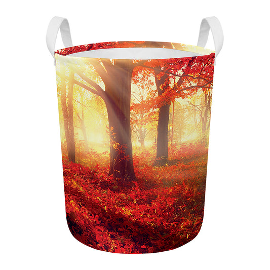Sunshine Autumn Tree Print Round Laundry Basket