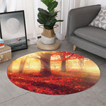 Sunshine Autumn Tree Print Round Rug