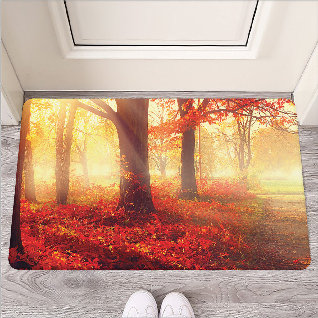 Sunshine Autumn Tree Print Rubber Doormat