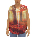 Sunshine Autumn Tree Print Sleeveless Baseball Jersey