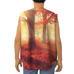 Sunshine Autumn Tree Print Sleeveless Baseball Jersey