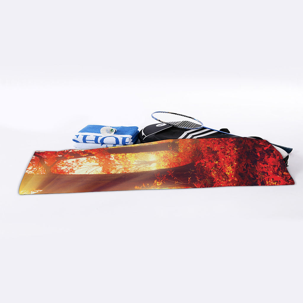 Sunshine Autumn Tree Print Sports Towel