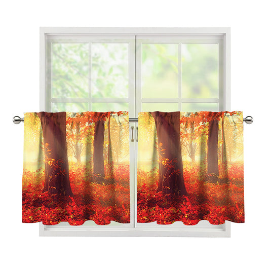 Sunshine Autumn Tree Print Tier Curtains