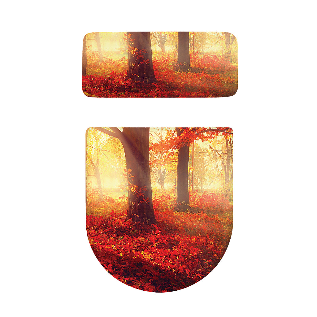 Sunshine Autumn Tree Print Toilet Lid And Tank Cover Set