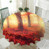 Sunshine Autumn Tree Print Waterproof Round Tablecloth