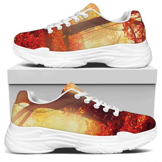 Sunshine Autumn Tree Print White Chunky Shoes