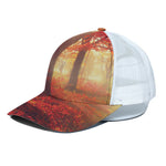 Sunshine Autumn Tree Print White Mesh Trucker Cap