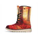 Sunshine Autumn Tree Print Winter Boots