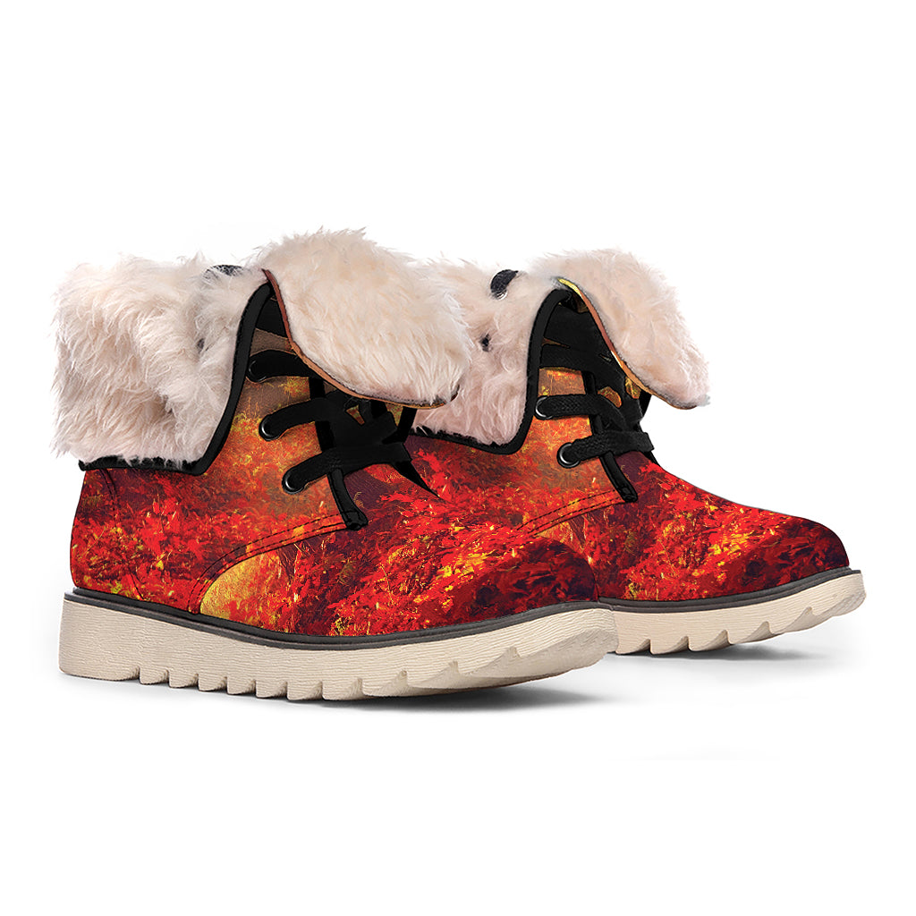 Sunshine Autumn Tree Print Winter Boots