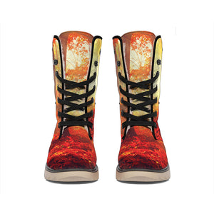 Sunshine Autumn Tree Print Winter Boots